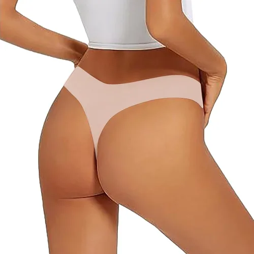 Vista 3 de Ice Silk Thong Underwear For Women Sexy Low Waist Lace Up Knickers Panties Soft Breathable Sheer Lace Soft Thongs Lingerie