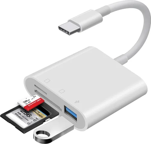 Vista 9 de Lector de Tarjetas SD USB C, WNXSLOAD Adaptador de Tarjetas SD con Ranuras Duales SD MicroSD para iPhone 15 16 iPad Mac MacBook Laptop, Lector