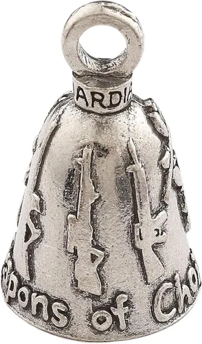 Vista 26 de Guardian Bell Campana patriótica de buena suerte con llavero y bolsa de regalo de terciopelo negro Campana de motocicleta Peltre sin plomo