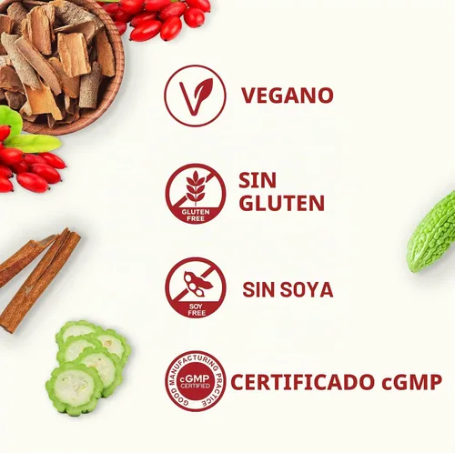 Vista 7 de Berberina Suplemento Orgánico 1500mg con Canela de Ceilán 120 Cápsulas