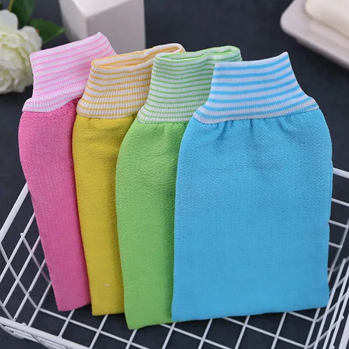 Vista 6 de Paquete de 2 guantes exfoliantes para toallas de baño Guantes de ducha grandes Elimina la piel muerta Doble cara disponible Hombres Mujeres