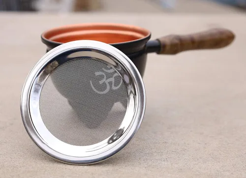 Vista 3 de Quemador de incienso de carbón de metal grande con mango de madera (Om)