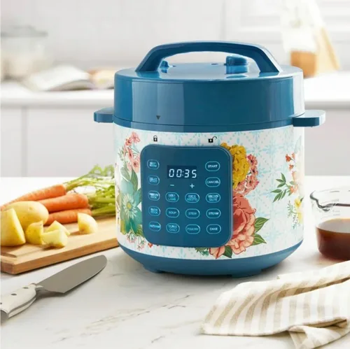 Vista 2 de Pioneer Woman Fancy Flourish - Olla a presión de 6 cuartos de galón con pantalla de control táctil