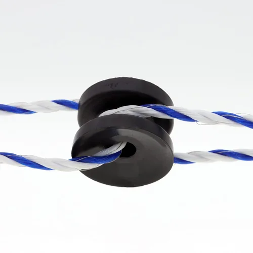 Vista 3 de Aislador eléctrico de valla de poste de esquina de anillo circular negro, aislador de Polyrope para alambre de valla eléctrica