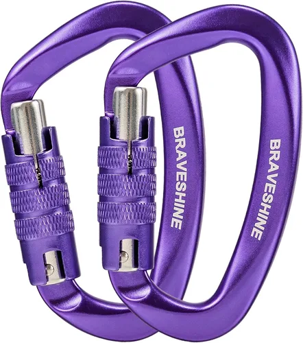 Vista 11 de Clips de mosquetón resistentes 12KN Aluminio D Ring Double Lock Caribeaner Hooks