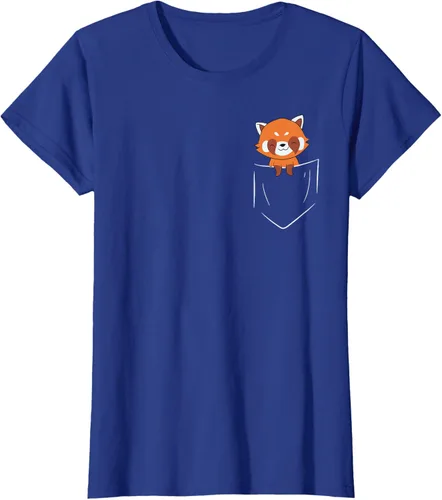 Vista 50 de Funny Red Panda In Pocket - Camiseta con bolsillo, Negro, S