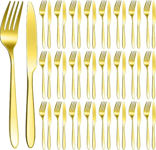 Vista 9 de Nuenen Juego de cubiertos de 50 tenedores de acero inoxidable, tenedores y cuchillos, cubiertos para cocina, restaurante