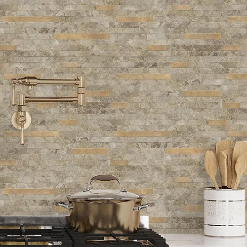 Vista 5 de STICKGOO 2 hojas de azulejo para salpicaduras de pared de pelar y pegar, para pegar en salpicaduras de pared para la cocina y el cuarto de baño