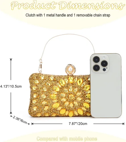 Vista 3 de Lanpet Bolso de mano multicolor con diamantes de imitación de cristal para mujer, bolso de hombro con correa de cadena