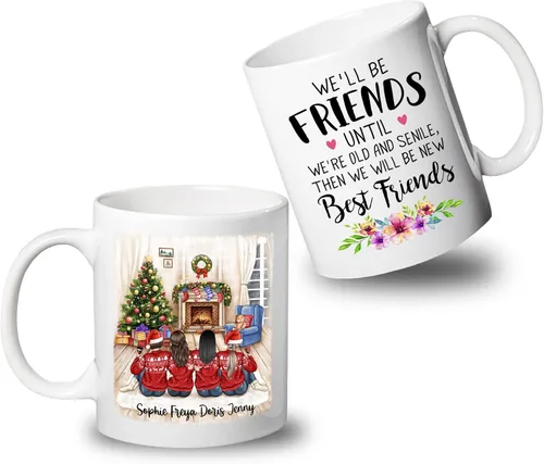 Vista 21 de Taza de café personalizada de la amistad para mejor amiga, regalo de taza del día de Galentine, regalo de taza de Navidad, taza de café