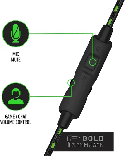 Vista 6 de 4Gamers C6-100 Auriculares para juegos sobre la oreja negros y verdes compatibles con PS4PS5, Xbox, Switch, PC con micrófono flexible, conector