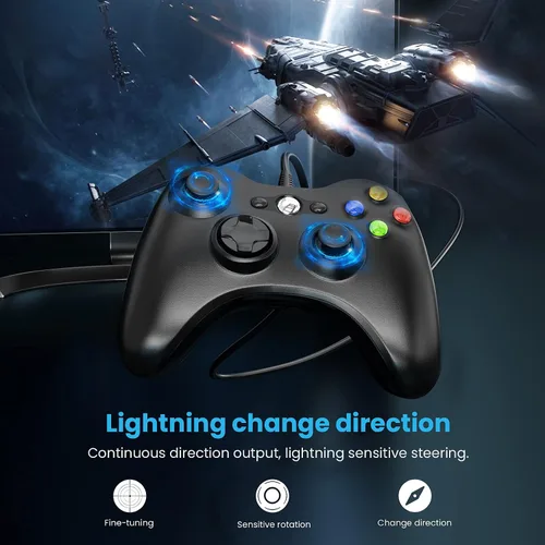 Vista 4 de YAEYE Wired Controller for Xbox 360 Game Controller for 360 with Dual-Vibration Turbo Compatible with Xbox 360360 Slim and PC Windows 781011