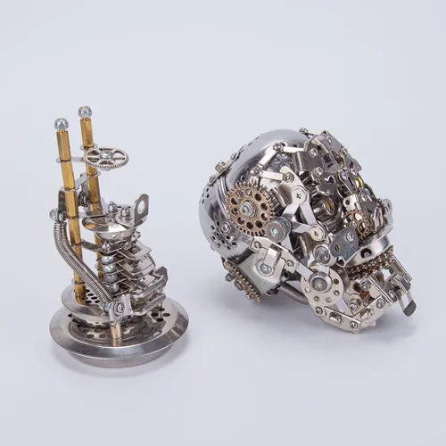 Vista 6 de LOCHE Kit de modelo de rompecabezas de metal 3D, kit de esqueleto mecánico steampunk de metal 3D, rompecabezas 3D, rompecabezas láser 3D, ensamblaje