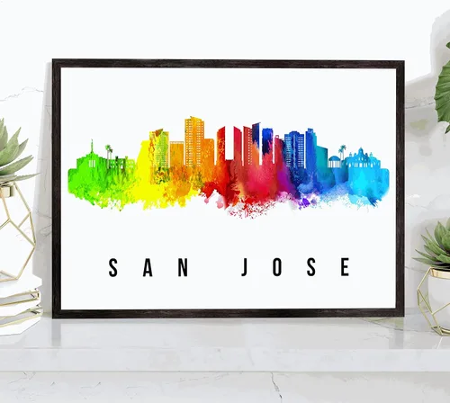 Vista 22 de Póster de Santiago Skyline Chile, pintura de paisaje urbano de Santiago, póster de Santiago Chile, paisaje urbano de Chile y estampado de Santiago
