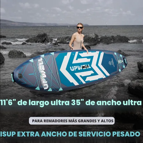 Vista 3 de UPWELL 11'6"×35" Extra Wide Inflatable Paddle Board, Stand Up Paddle Board for Youth & Adults, Stable Design, Premium SUP Accessories, 120L