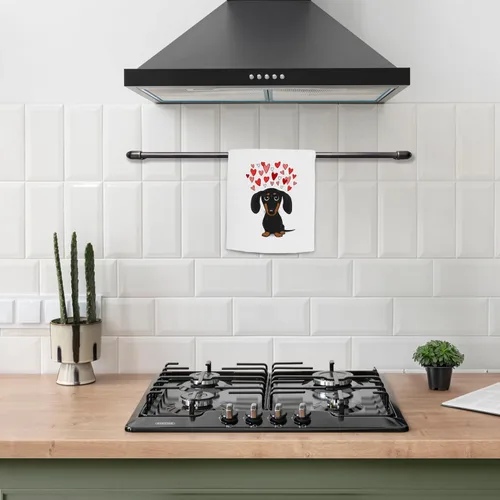 Vista 3 de kunlisa Toallas de cocina de salchicha, toallas y paños de cocina de salchicha negro y canela de 16×24 pulgadas, toalla de mano y té divertida