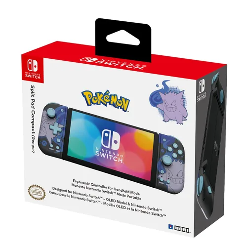 Vista 2 de HORI Nintendo Switch Split Pad Compact Gengar - Ergonomic Controller for Handheld Mode - Officially Licensed by Nintendo Pokémon