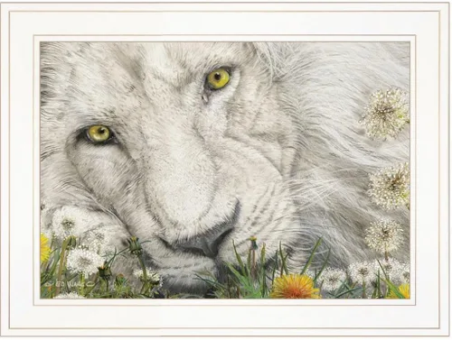 Vista 6 de Trendy Decor4U Dandy Lion by Ed Wargo - Arte de pared impreso, 18 x 14 pulgadas, color blanco
