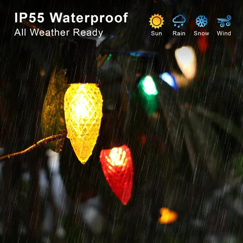 Vista 3 de Paquete de 50 bombillas LED multicolor C9 de repuesto, bombillas LED C9 de plástico inastillables e impermeables para tiras de luces al aire libre
