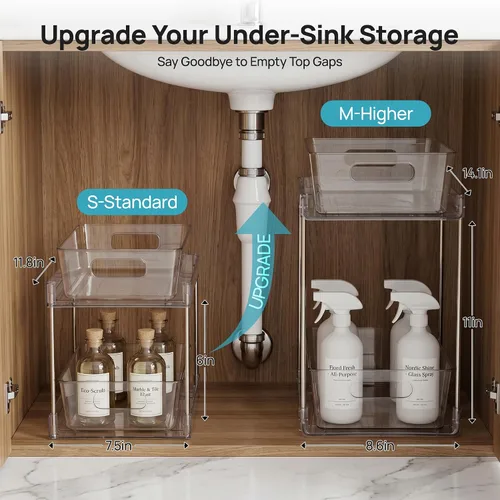 Vista 3 de Vtopmart Paquete de 2 organizadores de plástico más grandes para baño y cocina debajo del fregadero (M-superior)