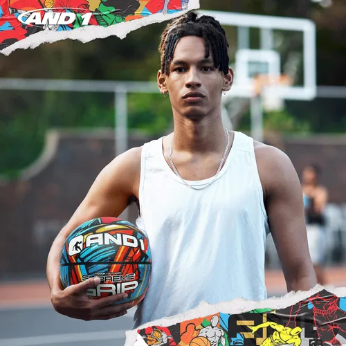 Vista 5 de AND1 Supreme Grip - Pelota de baloncesto de goma y bomba, pelota oficial de Streetball tamaño 7 (29.5”), hecha para juegos de baloncesto en Azul