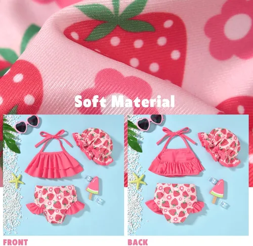 Vista 3 de Aalizzwell Traje de baño para niñas pequeñas con sombrero