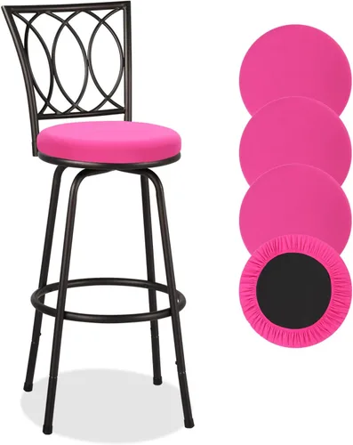 Vista 14 de Deisy Dee 4 fundas de asiento redondas para taburetes de bar, fundas elásticas para sillas redondas de 13 a 16 pulgadas (negro)