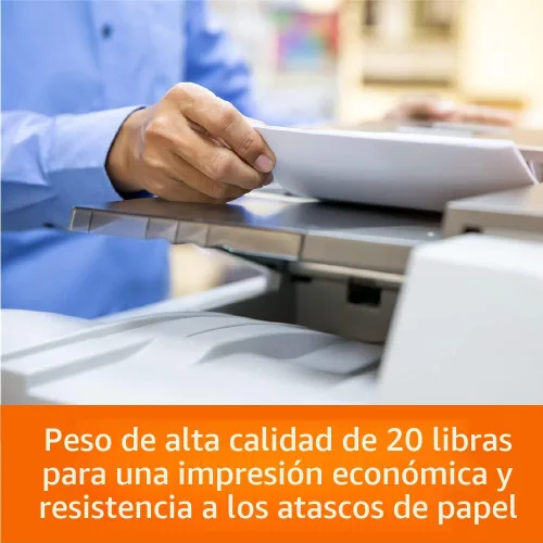 Vista 5 de Amazon Basics - Papel para impresora multiusos, 20 libras, 8.5 x 11 pulgadas, 1 resma (500 hojas), blanco, luminosidad 92 GE