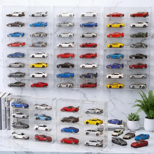 Vista 8 de CHONOVO Vitrina negra para coche de juguete 1/64 para Matchbox Hot Wheels Negro-4p