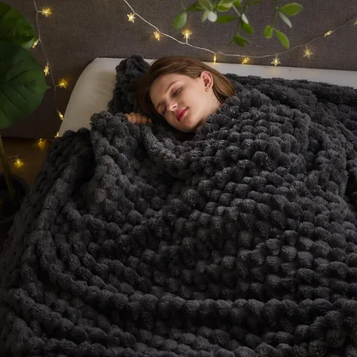 Vista 10 de NEWCOSPLAY Manta de Tiro Súper Suave Aqua Franela Sedosa Premium Forro Polar Jacquard Acanalado 3D Ligero Manta de Cama Uso en Todas las Estaciones