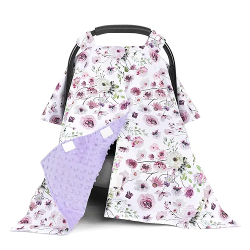 Vista 9 de Funda para asiento de coche infantil, toldo cálido de invierno de minky suave para bebés y niños pequeños, abertura con correa ajustable, funda Negro