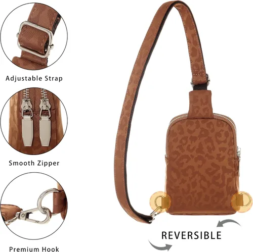 Vista 3 de Bolso bandolera pequeño, riñoneras de tela de nailon para mujeres, viajes, senderismo, caminar, regalos para ella