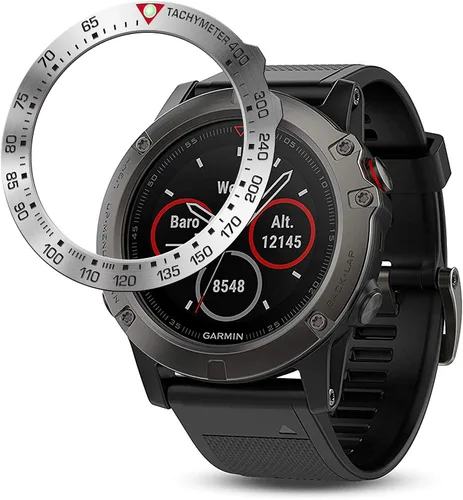 Vista 5 de Anillo de bisel de acero inoxidable compatible con Garmin Fenix 5X Watch Bisel Ring Cubierta Adhesiva Anti arañazos y protector de colisión