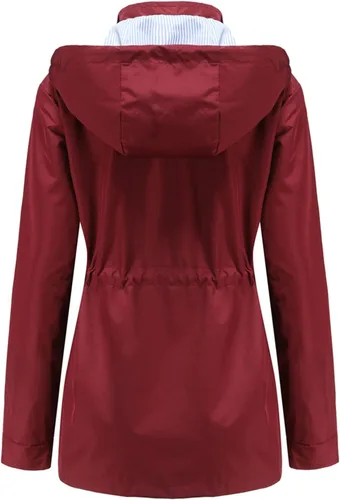 Vista 4 de MODFUL Chubasquero impermeable para mujer, chaqueta impermeable con capucha ligera