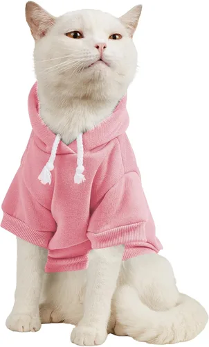 Vista 21 de QWINEE Sudadera básica con capucha para perro, suéter cálido para gatos, ropa para mascotas para Chihuahua, cachorro, gatito, perros pequeños