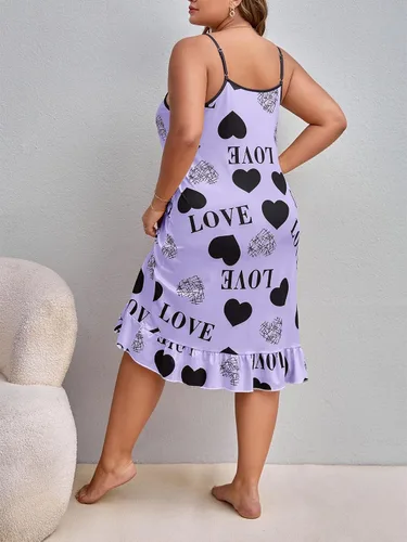 Vista 2 de SHENHE Camisón sin mangas con dobladillo con volantes para mujer, talla grande, con máscara de ojos