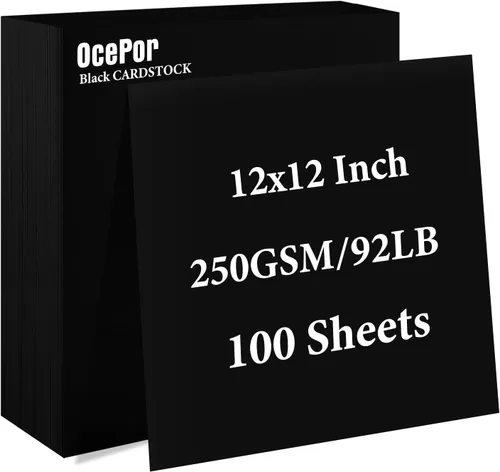 Vista 9 de OcePor 100 hojas de cartulina negra de 8.5 x 11 pulgadas, cartulina negra de 92 libras/250gsm, papel grueso de cartulina, papel pesado de cartulina
