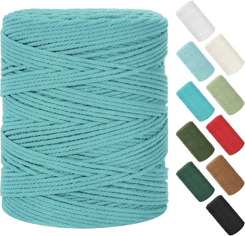 Vista 42 de Cuerda de macramé de 0.079 in x 220 yardas (656 pies), cuerda de algodón natural para colgar en la pared, ganchos de plantas, manualidades Verde