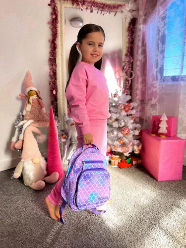 Vista 7 de mibasies - Mochila para niños y niñas, mochila ideal para niños en preescolar y jardín de infantes, Cola de sirena, 9L