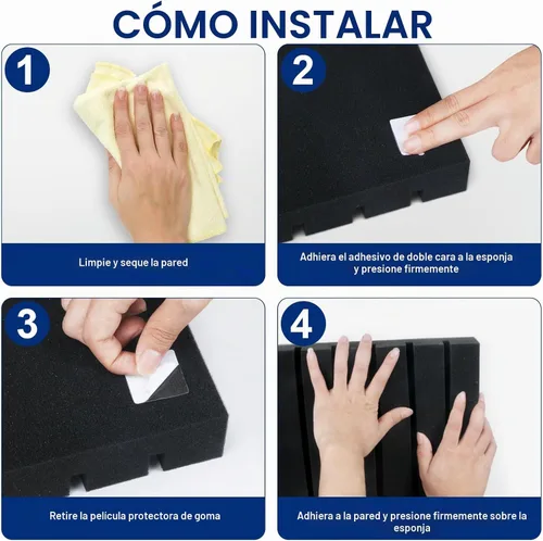 Vista 5 de Paquete de 4 paneles de espuma acústica, cuña insonorizada de 2 x 24 x 48 pulgadas para paredes, paneles absorbentes de sonido, aislamiento acústico
