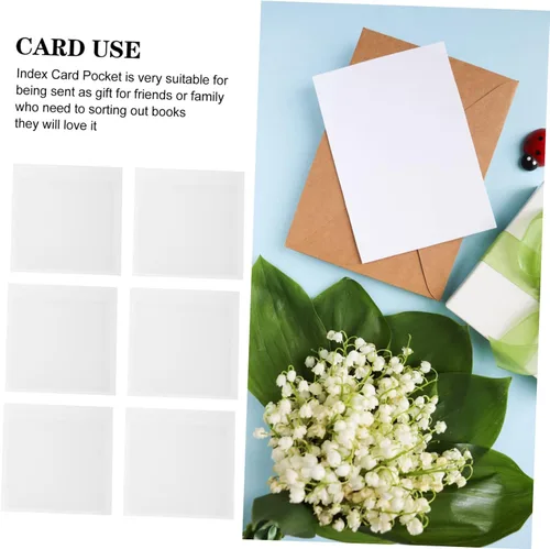 Vista 2 de 20pcs Self-Adhesive Label Pouches for Card Organization Transparent Card Sleeves for Office Home and Warehouse Use and Label Holders