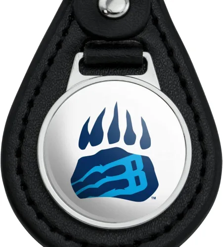 Vista 3 de GRAPHICS & MORE Bob Jones University Secondary Logo Black Leather Keychain