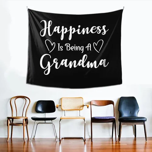 Vista 2 de Felicidad es ser una abuela tapices para colgar en la pared, decoración del hogar, decoración de dormitorio, decoración de fiesta, 60 x 51 pulgadas