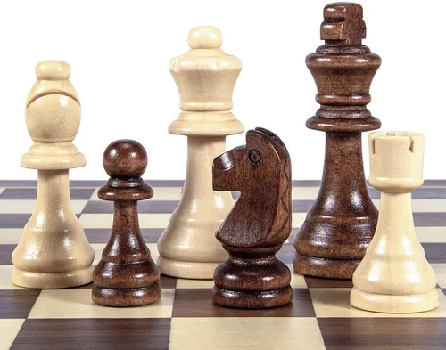 Vista 2 de AMEROUS Piezas de ajedrez de madera solamente, piezas de ajedrez Staunton de madera para torneo con rey de 3.5 pulgadas, peones de juego de ajedrez