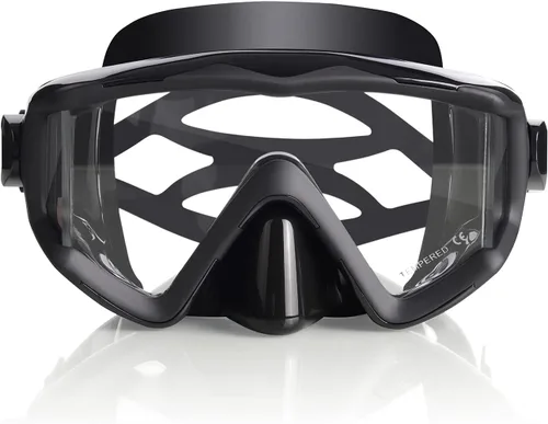 Vista 7 de Máscara de buceo Pano 3 para adultos, máscara de esnórquel de vidrio templado, máscara de natación antivaho sin fugas, gafas de natación con Negro