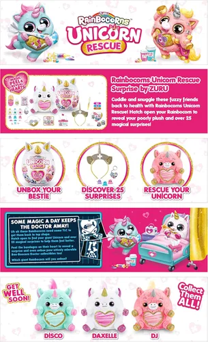 Vista 3 de Rainbocorns Unicorn Rescue Surprise - Peluche coleccionable de ZURU