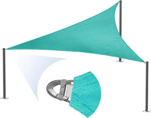 Vista 8 de E&K Sunrise - Toldo parasol triangular de 21 x 21 x 21 pies, con un anillo de alambre de acero, bloqueo UV, para pérgola, patio, jardín, terraza, al