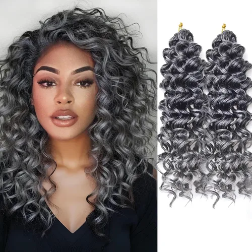 Vista 74 de GoGo Curl Crochet Hair 18 pulgadas onda de agua pelo sintético bohemio ganchillo trenzado jengibre onda profunda extensiones de cabello trenzado