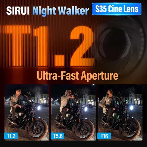 Vista 2 de Sirui Night Walker T1.2 Juego de Lentes Cine, 16mm, 24mm, 35mm, 55mm, 75mm Lentes de Apertura Grande con Enfoque Manual (Montura RF, Negro)