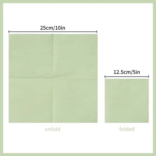 Vista 2 de 300 paquetes de servilletas de cóctel de 2 capas, servilletas de postre plegadas de 5 x 5 pulgadas, servilletas desechables para cena, boda, Verde